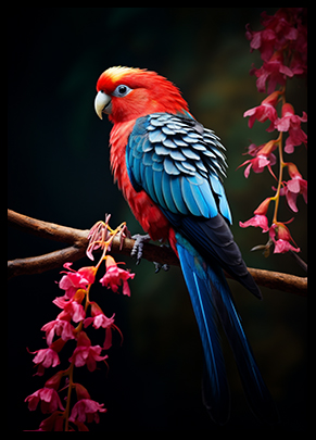 Crimson Rosella Bird Jungle Bird Poster Wall Art Decor Tropical Exotic Bird