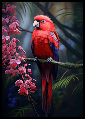 Crimson Rosella Bird Jungle Bird Wall Art Decor Tropical Exotic Bird Poster