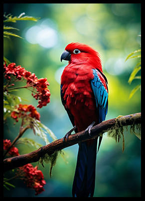 Crimson Rosella Bird Jungle Bird Wall Art Decor Tropical Exotic Bird Print