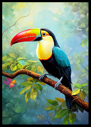Keel Billed Toucan Jungle Print Decor Wall Art Decor Tropical Wild Bird Print