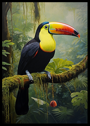 Keel Billed Toucan Jungle Bird Poster Wall Art Decor Tropical Wild Bird Print
