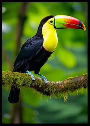 Keel Billed Toucan Jungle Bird Poster Wall Art Print Tropical Wild Bird Decor