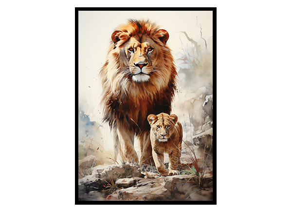 Safari Lions Unleashed Art Prints, Jungle Print Wildlife Art Decor, Lion Poster