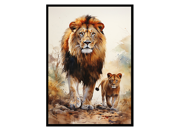 Wild Beauty Lion Art Prints, Jungle Print Wildlife Art Decor, Lion Art Print