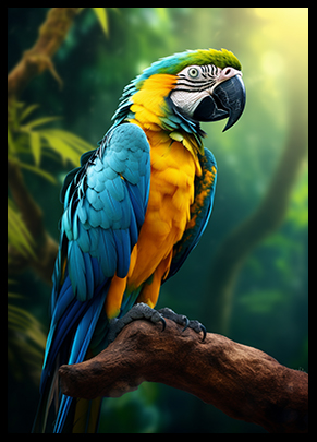 Macaw Parrot Jungle Bird Poster Wall Art Print Exotic Tropical Bird Print