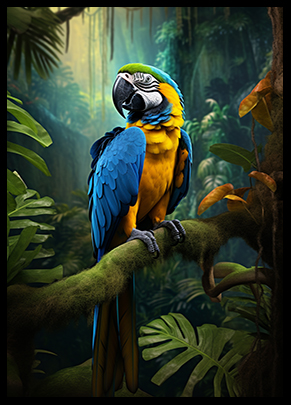 Macaw Parrot Jungle Bird Poster Wall Art Print Exotic Tropical Bird Poster