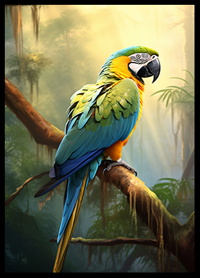 Macaw Parrot Jungle Bird Poster Wall Art Print Tropical Exotic Bird Poster