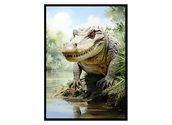 Safari Strength: Crocodile Art Prints, Jungle Print,  Wildlife Art Poster