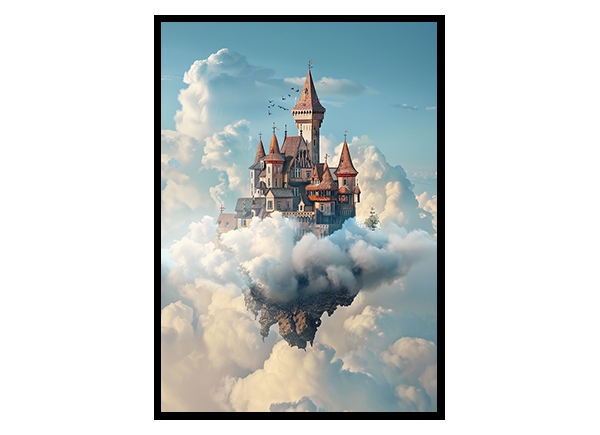 Cloud-Kissed Castle in the Skies Wall Art Decor Poster Print
