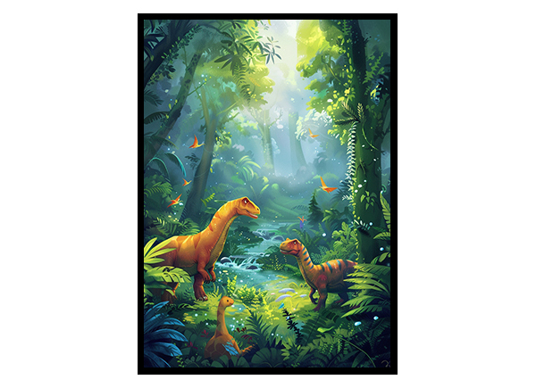 Dinosaurs Amongst Trees Wall Art Decor Poster Print