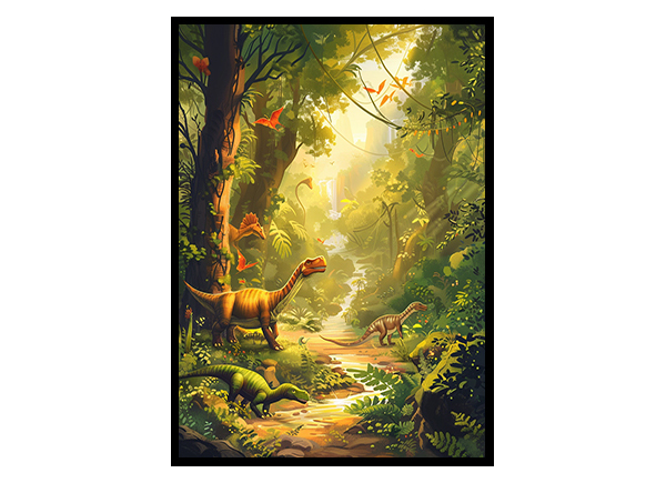 Dinosaurs Forest Adventure Wall Art Decor Poster Print