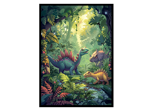 Dinosaurs in a Primeval Forest Wall Art Decor Poster Print