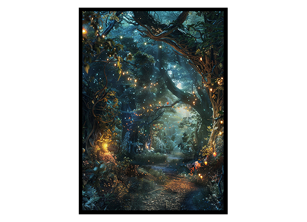 Enchanted Forest with Magical Creatures Wall Art Decor Poster Print