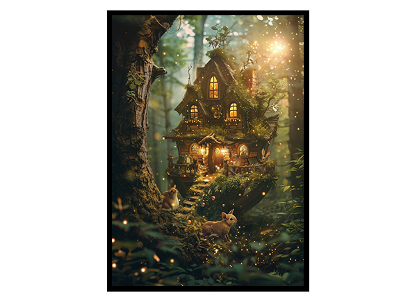 Woodland Forest Fairy House Wall Art Decor Poster Print