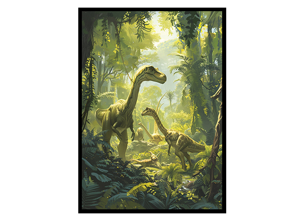 A Friendly Dinosaur Retreat Wall Art Decor Poster Print