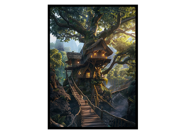 Tropical Jungle Treehouse  Wall Art Decor Poster Print