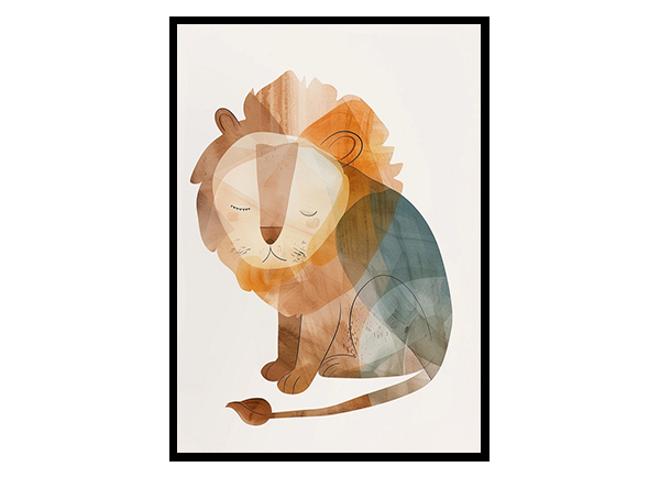 Nursery Art Illustration for a Lion Wall Art Decor Poster Print