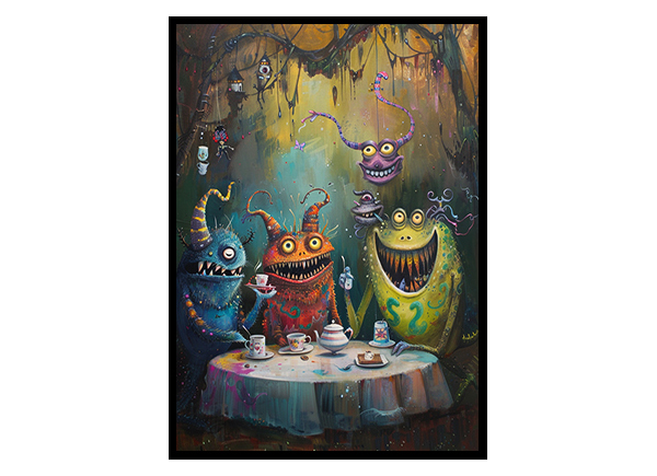 Friendly Monster Tea Party Wall Art Decor Poster Print