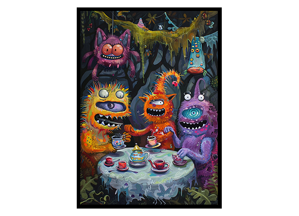 Tea Party Friendly Monsters Wall Art Decor Poster Print