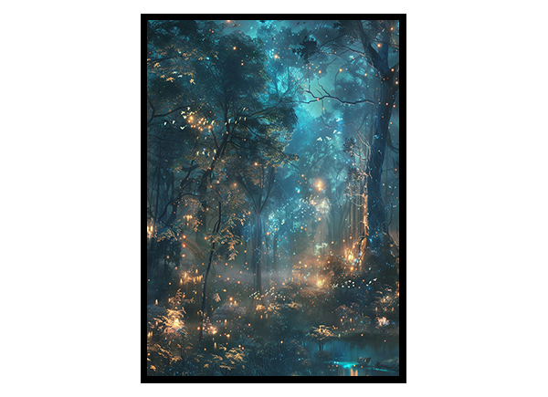 Mystical Forest with Glowing Trees Wall Art Decor Poster Print