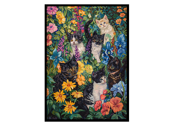 Kittens' Playtime in the Garden Wall Art Decor Poster Print