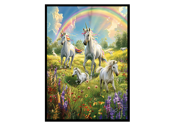 Rainbow Meadows Unicorns Wall Art Decor Poster Print
