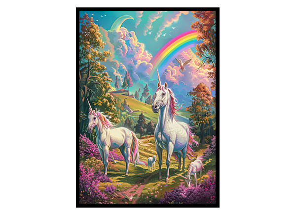 Rainbow and Unicorn Fantasy Wall Art Decor Poster Print
