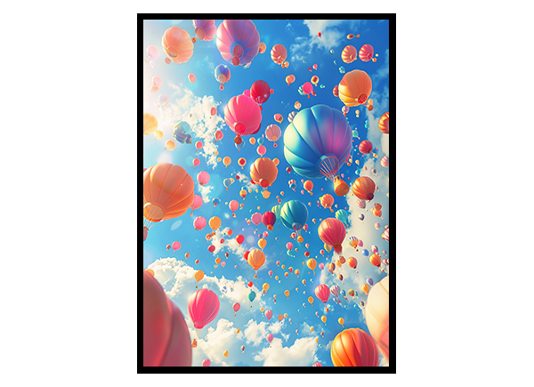 Vibrant Balloons Soaring High Wall Art Decor Poster Print