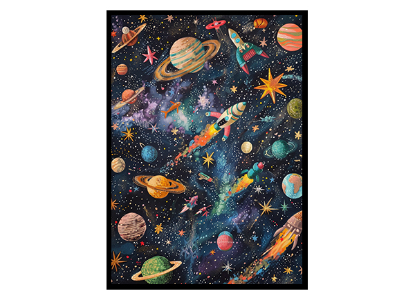 Space Odyssey among Stars and Planets Wall Art Decor Poster Print