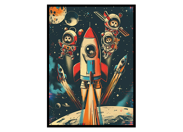 Animal Astronauts on a Space Odyssey Wall Art Decor Poster Print