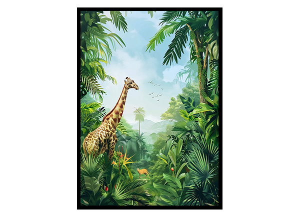 Safari Expedition with Exotic Animals Wall Art Decor Poster Print