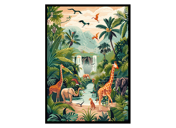 Safari with Majestic Animals Wall Art Decor Poster Print