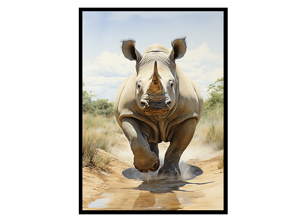 Safari Strength Rhinoceros Posters, Safari Animal, Wildlife Art Print