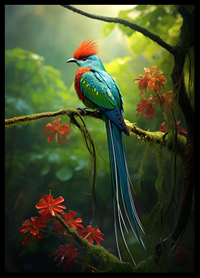 Wild Quetzal Bird Print Jungle Print Wall Art Decor Tropical Bird Poster