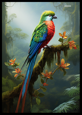 Quetzal Bird Poster Jungle Bird Decor Wall Art Decor Wild Tropical Bird Print