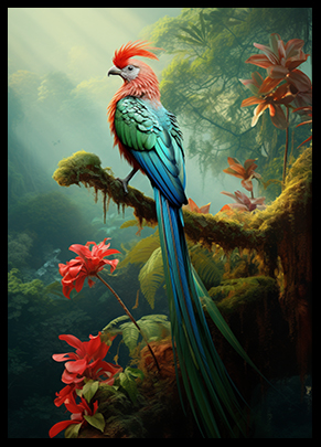 Quetzal Bird Poster Wild Jungle Bird Decor Wall Art Decor Tropical Bird Print