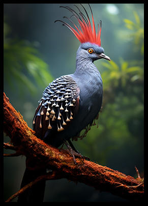Crowned Pigeon Art Wild Jungle Bird Decor Wall Art Decor Tropical Bird Print