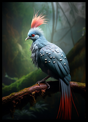 Crowned Pigeon Jungle Print Decor Wall Art Print Tropical Wild Bird Decor