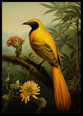 Bird of Paradise Jungle Bird Poster Wall Art Print Tropical Bird Print Decor