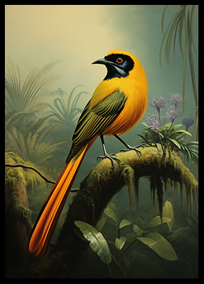 Bird of Paradise Exotic Jungle Bird Poster Wall Art Print Tropical Bird Print